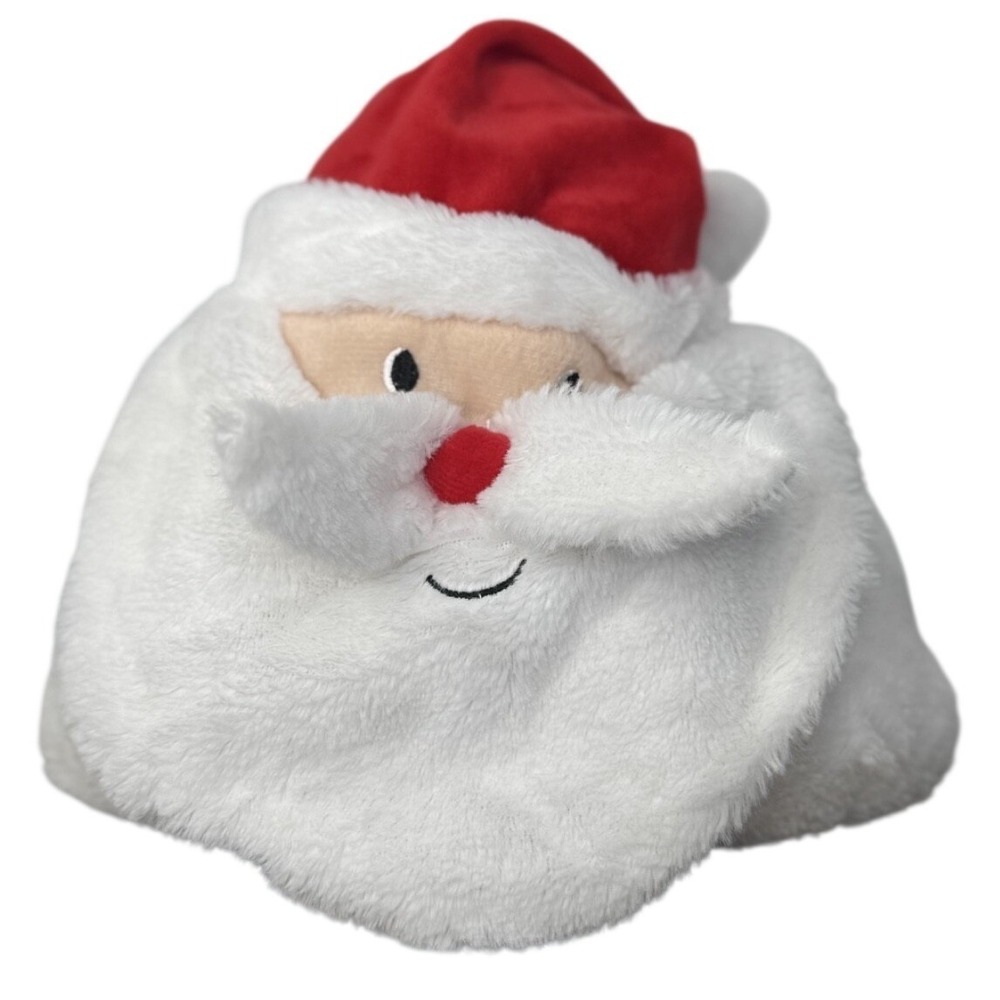 Santa Claus Plush Beard Hat Red White Faux Fur Holiday Costume Hat